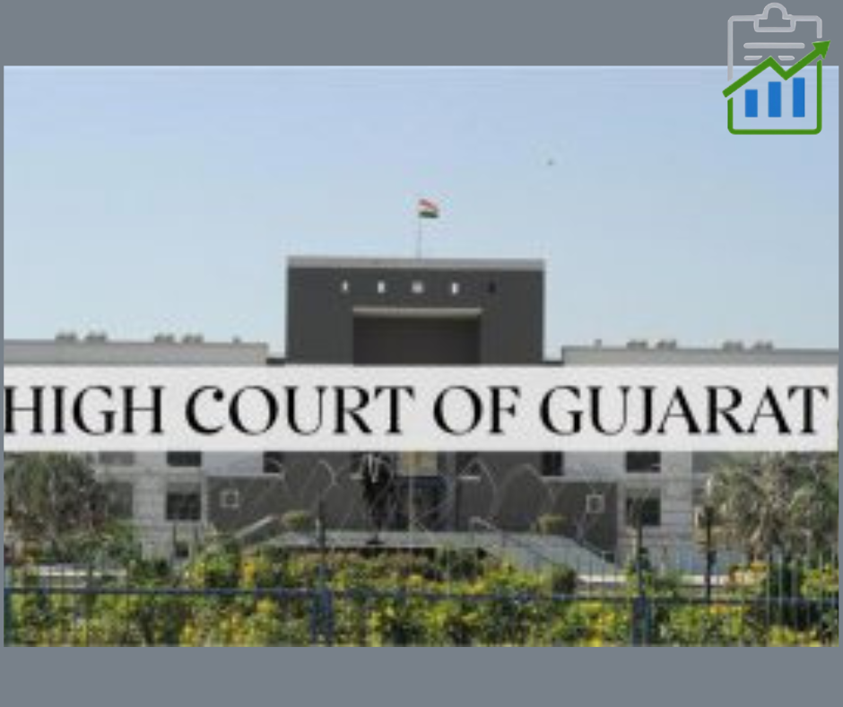 “Gujarat High Court building with Indian flag on top – used in GST blog on transfer of leasehold rights treated as sale of land and not taxable under GST.”
