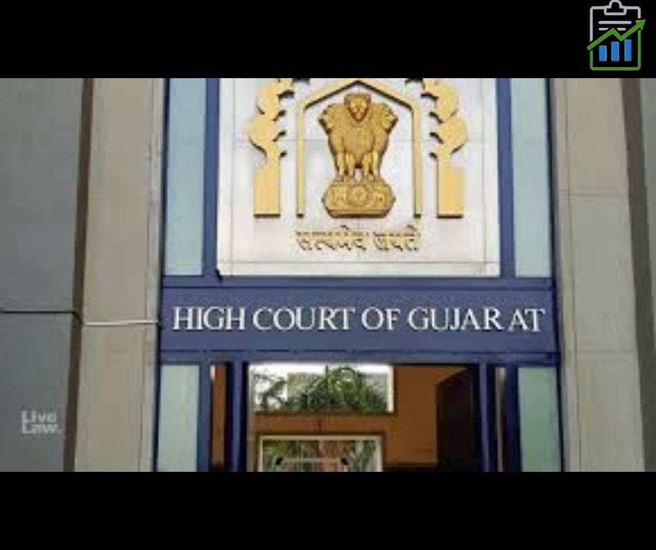 Entrance of the Gujarat High Court building with national emblem, highlighting a recent judgment on ITC refund under Inverted Duty Structure.